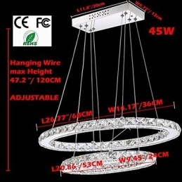 Lampă suspendată modernă din cristal cu inel dublu oval pt