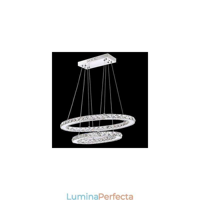 Lampă suspendată modernă din cristal cu inel dublu oval pt