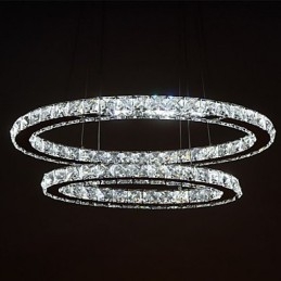 Lampă suspendată modernă din cristal cu inel dublu oval pt