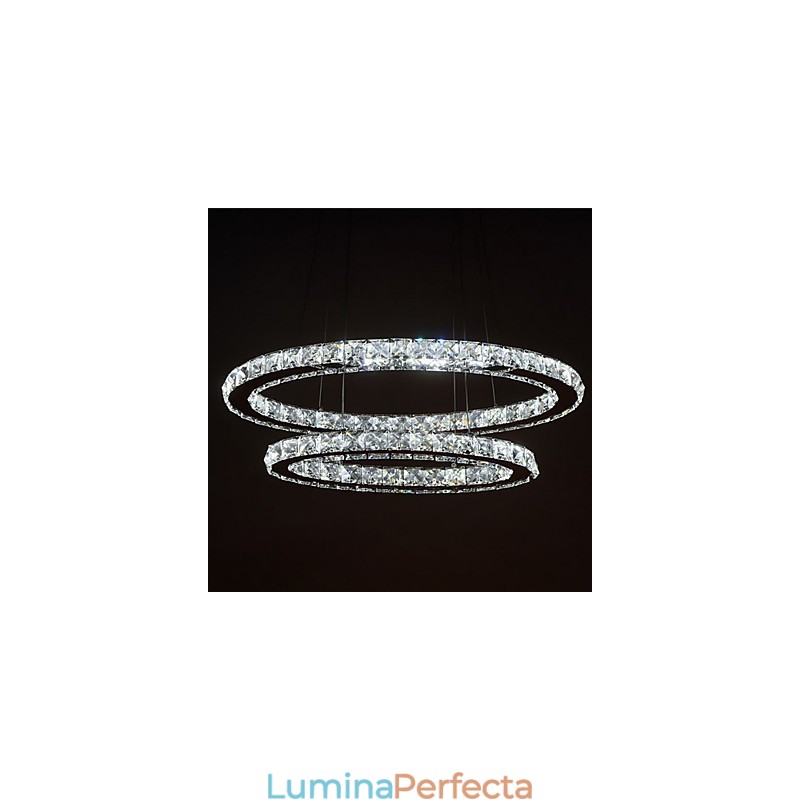 Lampă suspendată modernă din cristal cu inel dublu oval pt