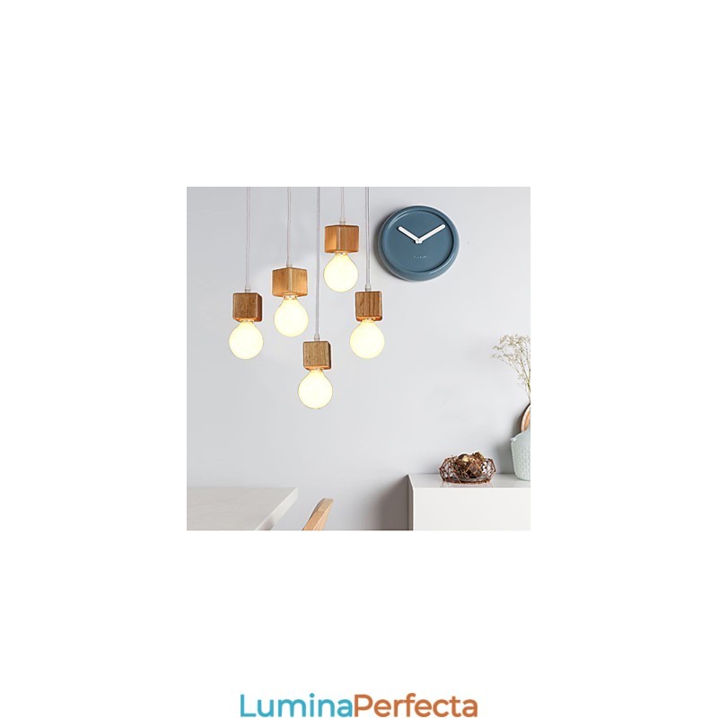 Suport de lampă pătrat nordic din lemn masiv