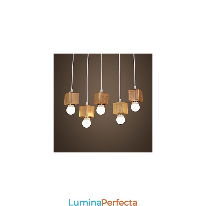 Suport de lampă pătrat nordic din lemn masiv