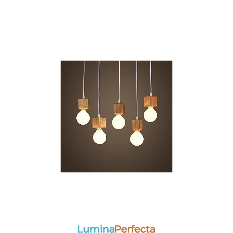 Suport de lampă pătrat nordic din lemn masiv