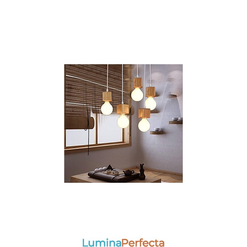 Suport de lampă pătrat nordic din lemn masiv