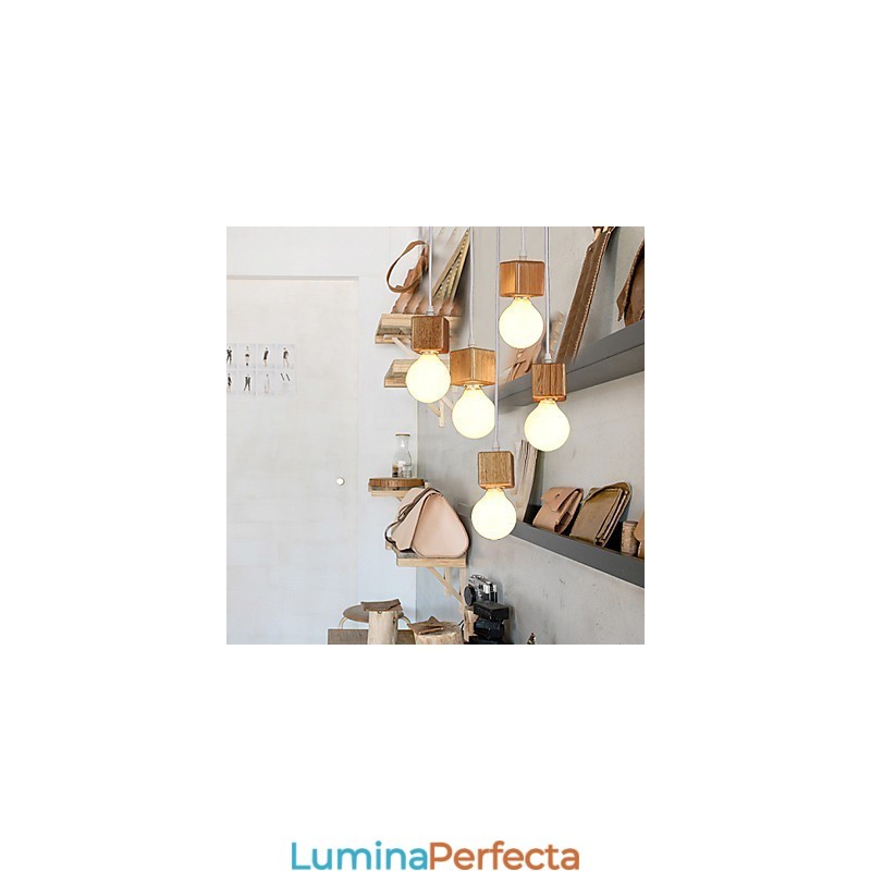 Suport de lampă pătrat nordic din lemn masiv