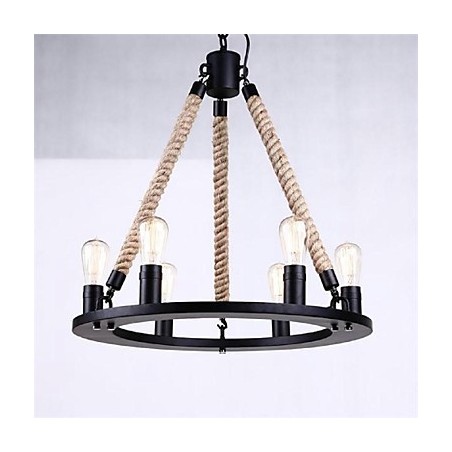 Lampă suspendată 6 Lumini Fier forjat în stil rustic Lampă suspendată 6 Lumini Fier forjat în stil rustic