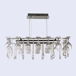 Lampă suspendată, modernă, tradițională, clasică, din metal cromat, din cristal