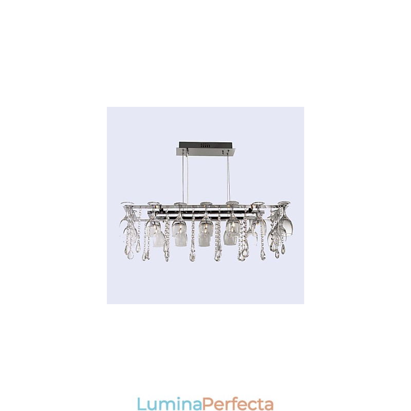 Lampă suspendată, modernă, tradițională, clasică, din metal cromat, din cristal