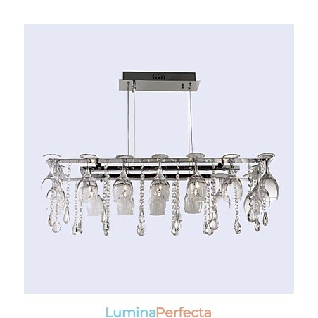 Lampă suspendată, modernă, tradițională, clasică, din metal cromat, din cristal Lampă suspendată, modernă, tradițională, clasică, din metal cromat, din cristal