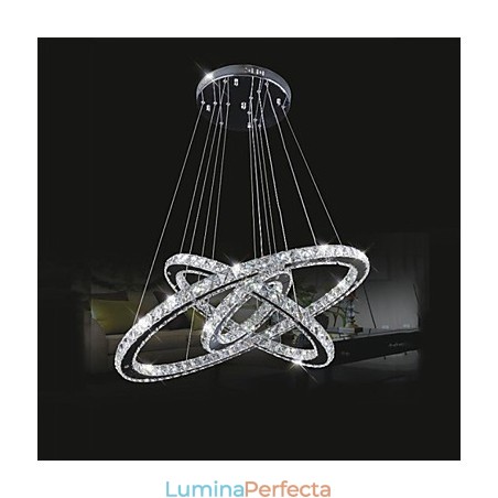 Corpuri de iluminat candelabre cu pandantiv circular reglabil cu cristal K9 alb cald și rece cu telecomandă Corpuri de iluminat candelabre cu pandantiv circular reglabil cu cristal K9 alb cald și rece cu telecomandă