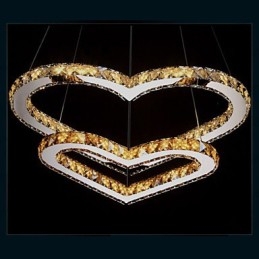 Lumină suspendată Candelabru Lumină Transparent SAU Chihlimbar K9 Cristal dublu în formă de inimă Plafoniere Lumini