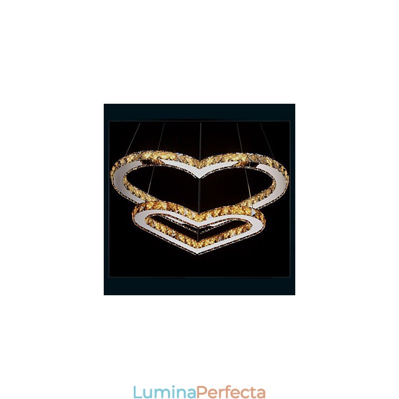 Lumină suspendată Candelabru Lumină Transparent SAU Chihlimbar K9 Cristal dublu în formă de inimă Plafoniere Lumini
