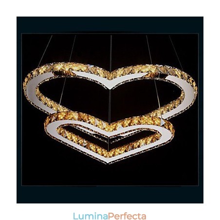 Lumină suspendată Candelabru Lumină Transparent SAU Chihlimbar K9 Cristal dublu în formă de inimă Plafoniere Lumini Lumină suspendată Candelabru Lumină Transparent SAU Chihlimbar K9 Cristal dublu în formă de inimă Plafoniere Lumini