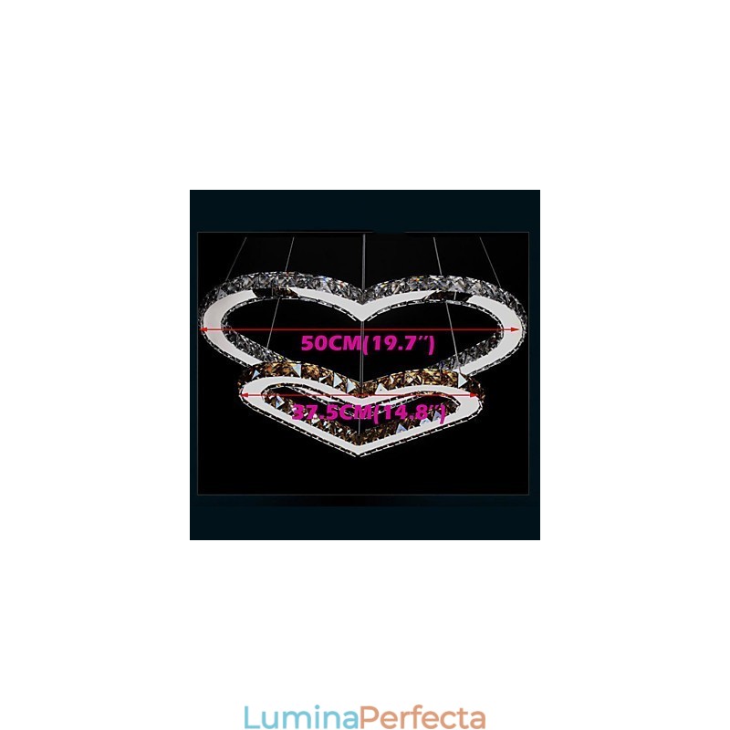 Lumină suspendată Candelabru Lumină Transparent SAU Chihlimbar K9 Cristal dublu în formă de inimă Plafoniere Lumini
