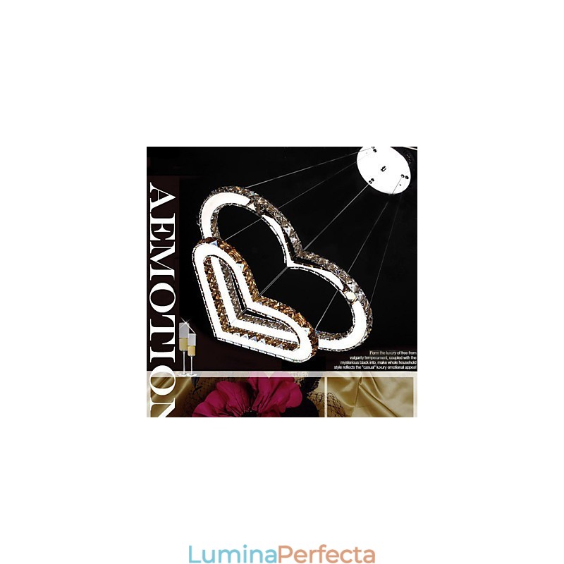 Lumină suspendată Candelabru Lumină Transparent SAU Chihlimbar K9 Cristal dublu în formă de inimă Plafoniere Lumini