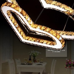 Lumină suspendată Candelabru Lumină Transparent SAU Chihlimbar K9 Cristal dublu în formă de inimă Plafoniere Lumini