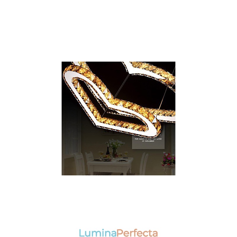 Lumină suspendată Candelabru Lumină Transparent SAU Chihlimbar K9 Cristal dublu în formă de inimă Plafoniere Lumini