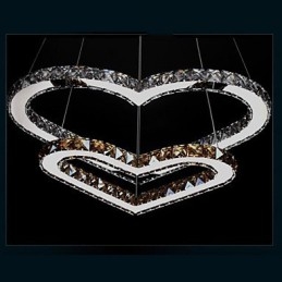 Lumină suspendată Candelabru Lumină Transparent SAU Chihlimbar K9 Cristal dublu în formă de inimă Plafoniere Lumini