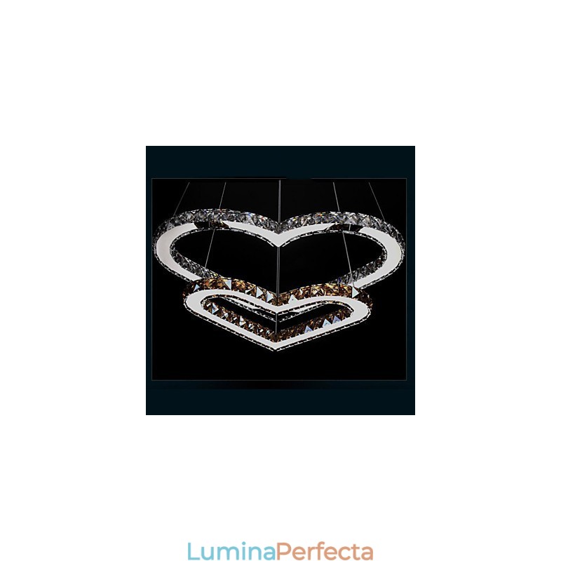 Lumină suspendată Candelabru Lumină Transparent SAU Chihlimbar K9 Cristal dublu în formă de inimă Plafoniere Lumini