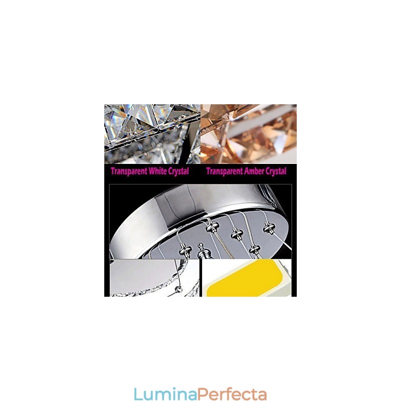 Lumină suspendată Candelabru Lumină Transparent SAU Chihlimbar K9 Cristal dublu în formă de inimă Plafoniere Lumini
