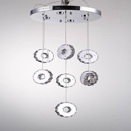 Candelabru modern din cristal din oțel inoxidabil cu șapte inele de înaltă calitate