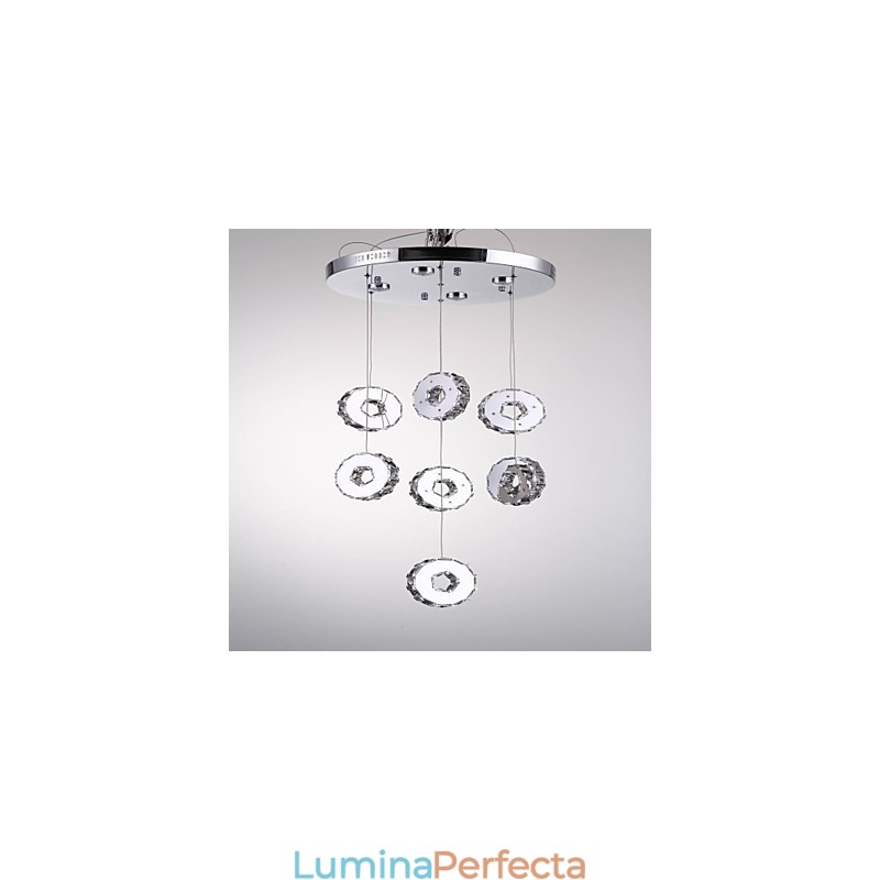 Candelabru modern din cristal din oțel inoxidabil cu șapte inele de înaltă calitate
