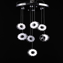 Candelabru modern din cristal din oțel inoxidabil cu șapte inele de înaltă calitate