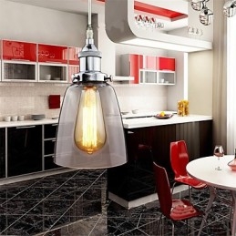 Lampă modernă din sticlă cromată, vintage, industrială, retro, lumina suspendată Edison