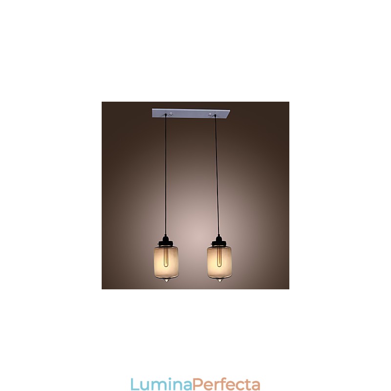 Lampă suspendată modernă din sticlă cu 2 lumini în design transparent pentru sticlă