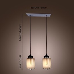 Lampă suspendată modernă din sticlă cu 2 lumini în design transparent pentru sticlă