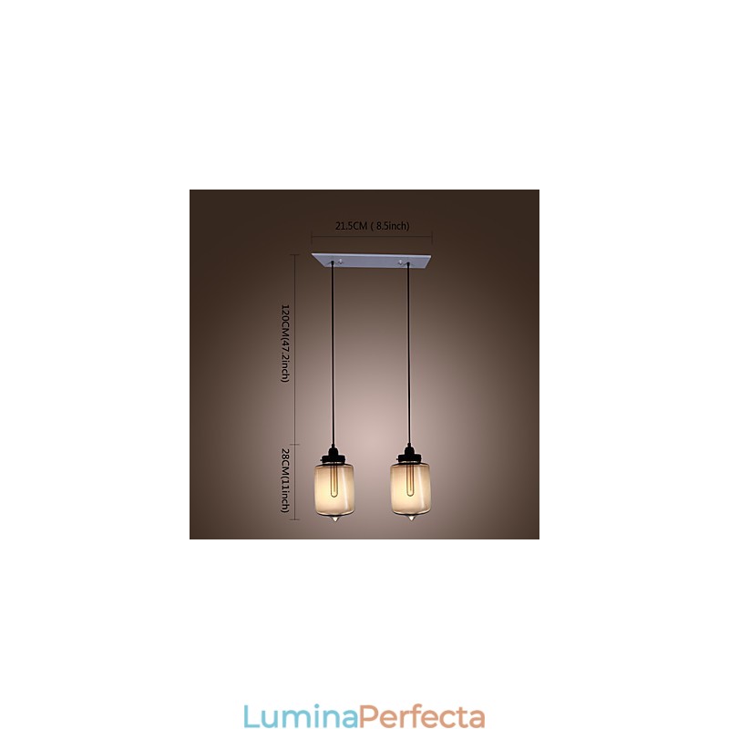 Lampă suspendată modernă din sticlă cu 2 lumini în design transparent pentru sticlă