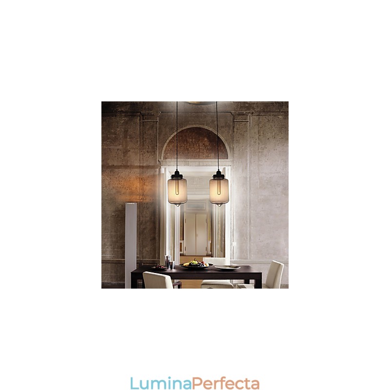 Lampă suspendată modernă din sticlă cu 2 lumini în design transparent pentru sticlă