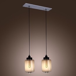 Lampă suspendată modernă din sticlă cu 2 lumini în design transparent pentru sticlă