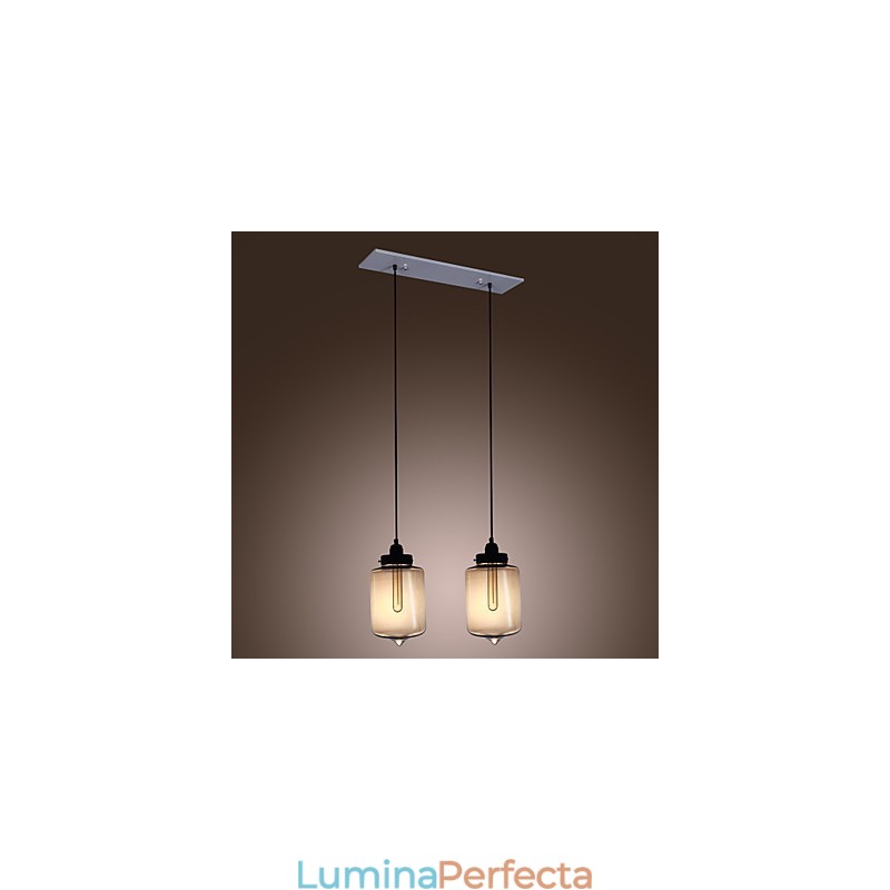 Lampă suspendată modernă din sticlă cu 2 lumini în design transparent pentru sticlă