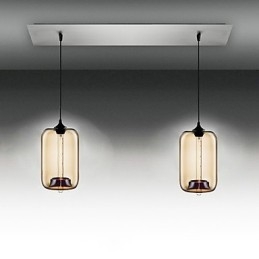 Lampă suspendată modernă din sticlă transparentă cu 2 lumini în design Bubble
