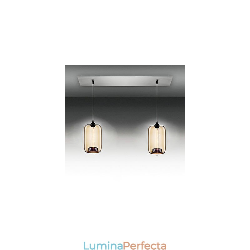 Lampă suspendată modernă din sticlă transparentă cu 2 lumini în design Bubble