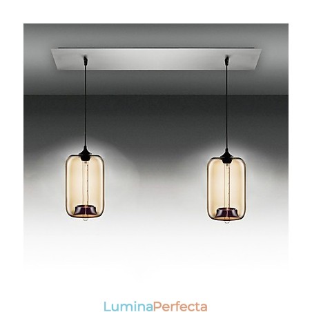 Lampă suspendată modernă din sticlă transparentă cu 2 lumini în design Bubble