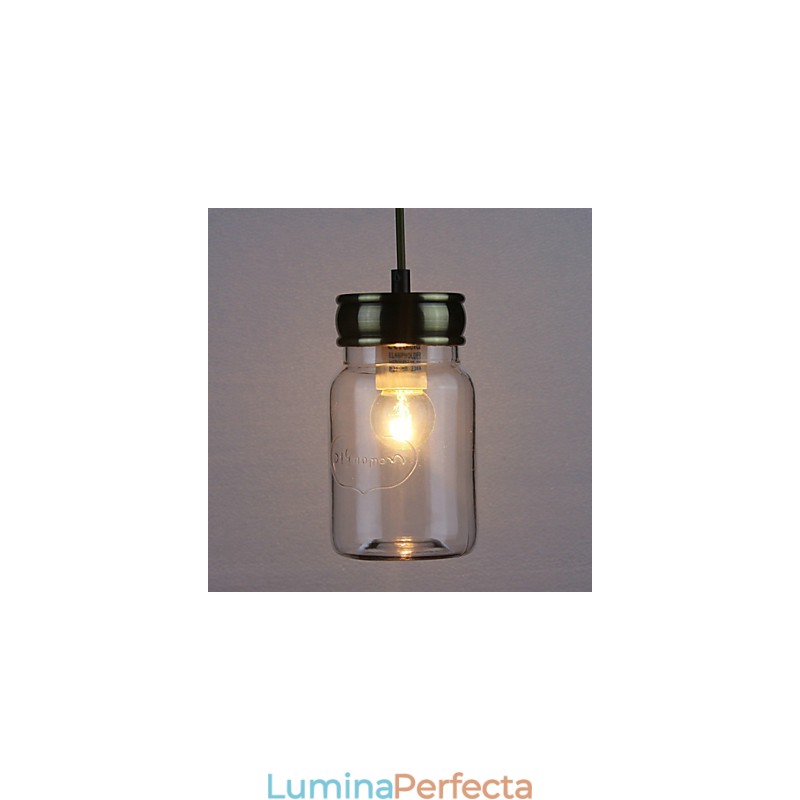 Lampă suspendată din sticlă galvanizată Country Garage