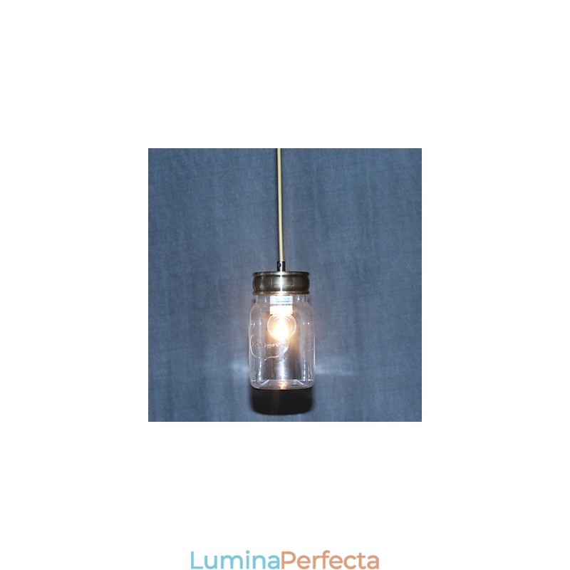 Lampă suspendată din sticlă galvanizată Country Garage