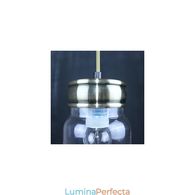 Lampă suspendată din sticlă galvanizată Country Garage