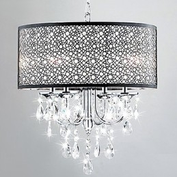 Lampă suspendată modernă cu 4 lumini și picături de cristal