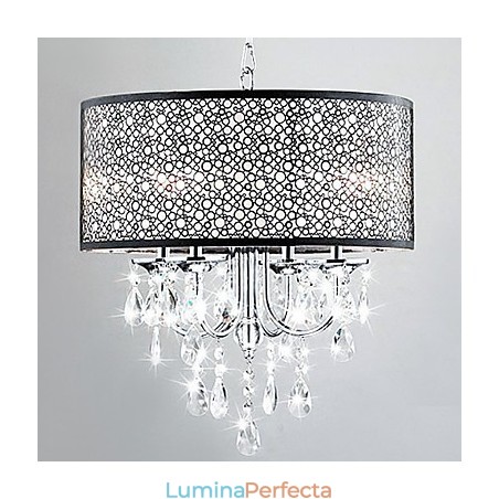 Lampă suspendată modernă cu 4 lumini și picături de cristal