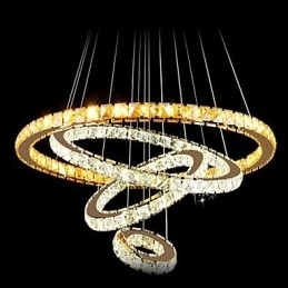 Lampă cu pandantiv din cristal Candelabru de tavan K9 cristal transparent rotund 4 inele Inel mare (alb cald) Altele (alb rece)