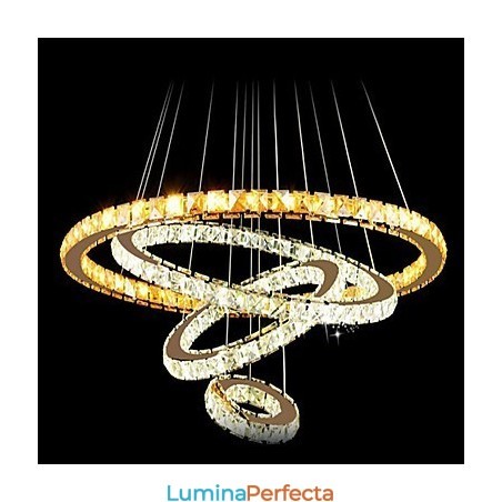 Lampă cu pandantiv din cristal Candelabru de tavan K9 cristal transparent rotund 4 inele Inel mare (alb cald) Altele (alb rece)