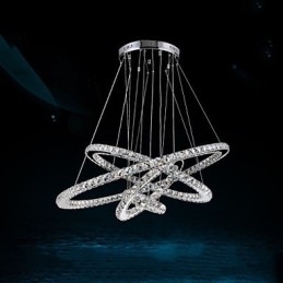 Lampă cu pandantiv din cristal Candelabru de tavan K9 cristal transparent rotund 4 inele Inel mare (alb cald) Altele (alb rece)