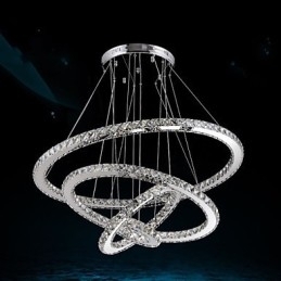 Lampă cu pandantiv din cristal Candelabru de tavan K9 cristal transparent rotund 4 inele Inel mare (alb cald) Altele (alb rece)