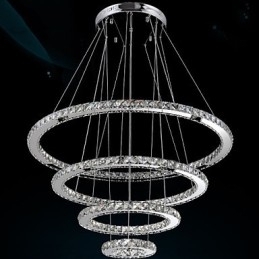 Lampă cu pandantiv din cristal Candelabru de tavan K9 cristal transparent rotund 4 inele Inel mare (alb cald) Altele (alb rece)