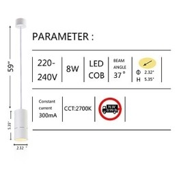 GE 05032 8W 136mm 1 Lumină Mini Lampă suspendată alb pudrat cu aluminiu