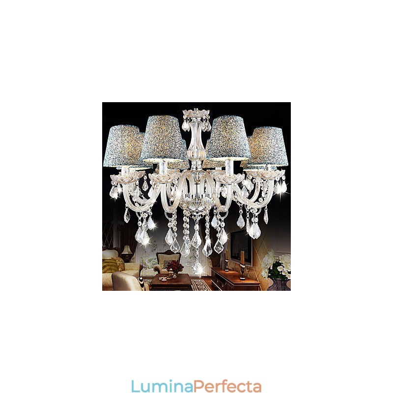 Abajur de candelabru de cristal transparent K9 inclus