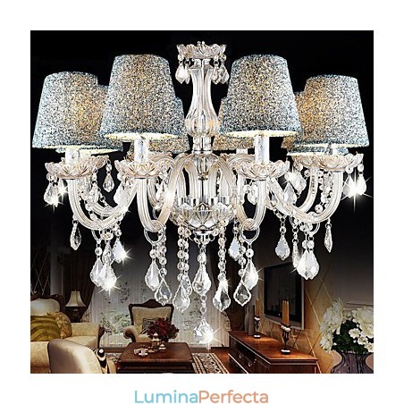 Abajur de candelabru de cristal transparent K9 inclus Abajur de candelabru de cristal transparent K9 inclus